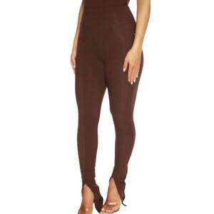 Naked Wardrobe Snatched and Slit Leggings in Chocolate